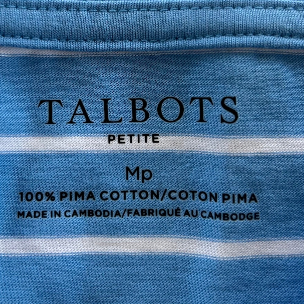 Talbots Muscle Tee (Mp) Blue White EXCELLENT Pima Cotton Striped Tank Top - Picture 2 of 8